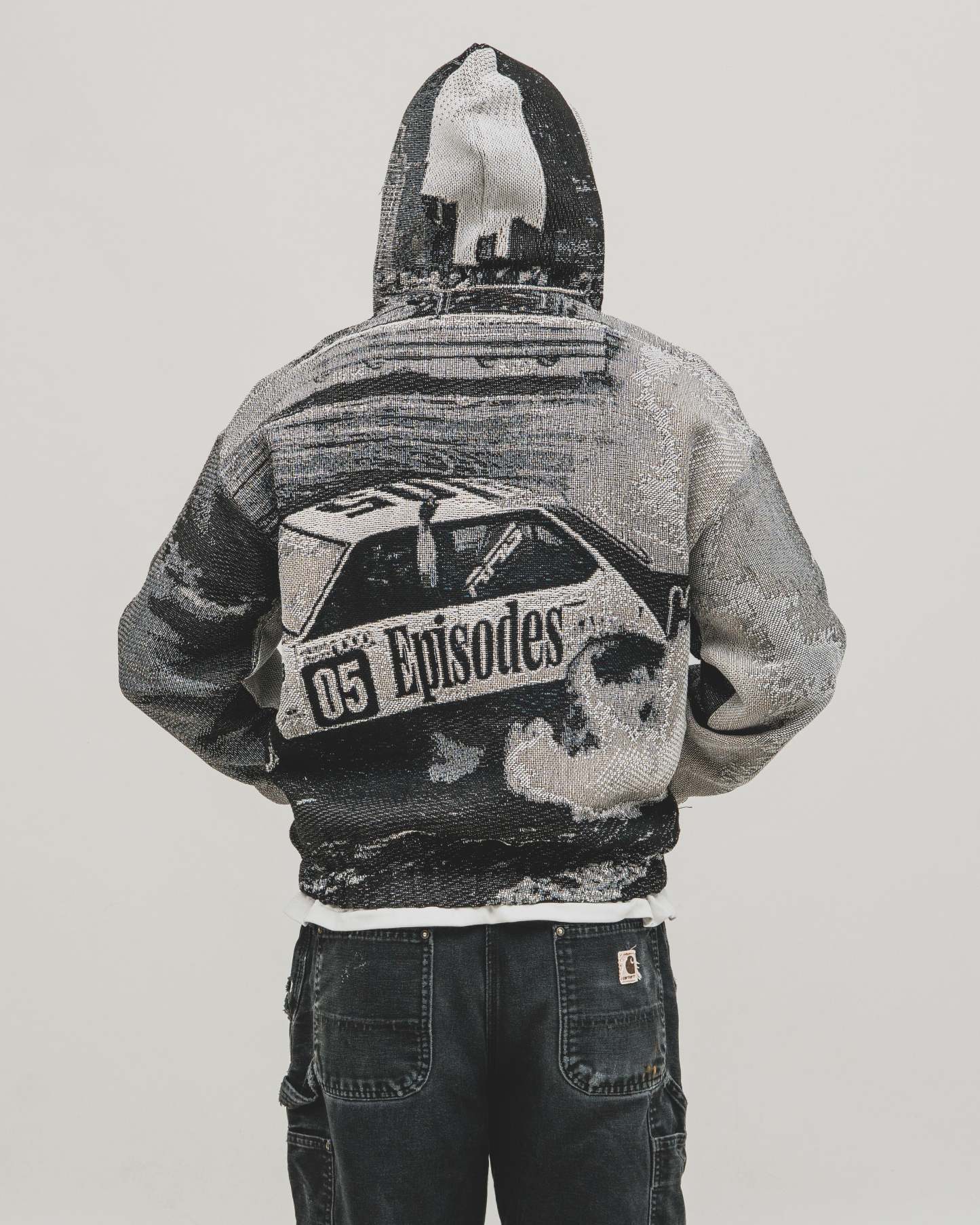 Tapestry Zip-Up Hoodie (MONO) | Vintage Streetwear Oversized Jacket-Coordom