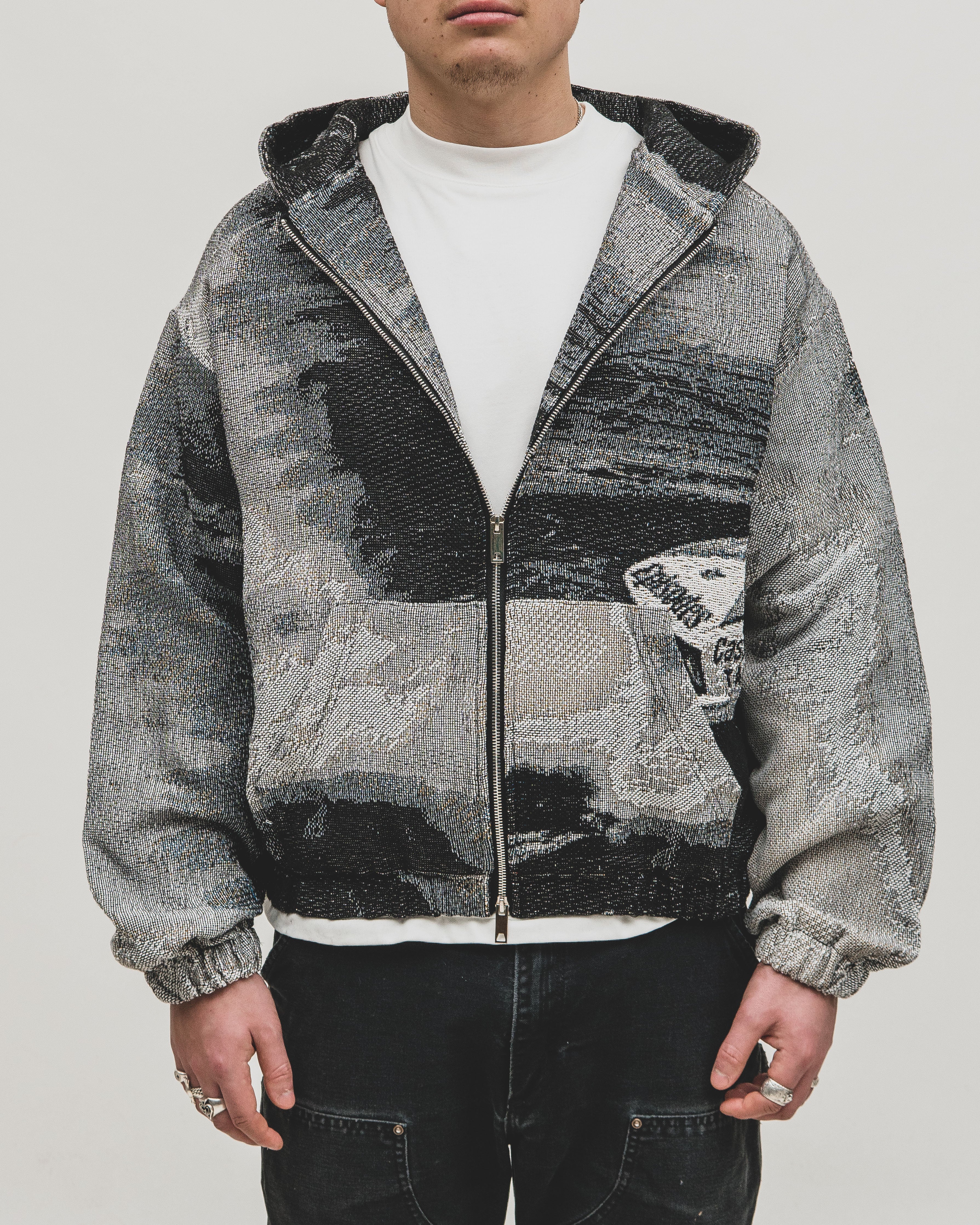 Tapestry Zip-Up Hoodie (MONO) | Vintage Streetwear Oversized Jacket-Coordom