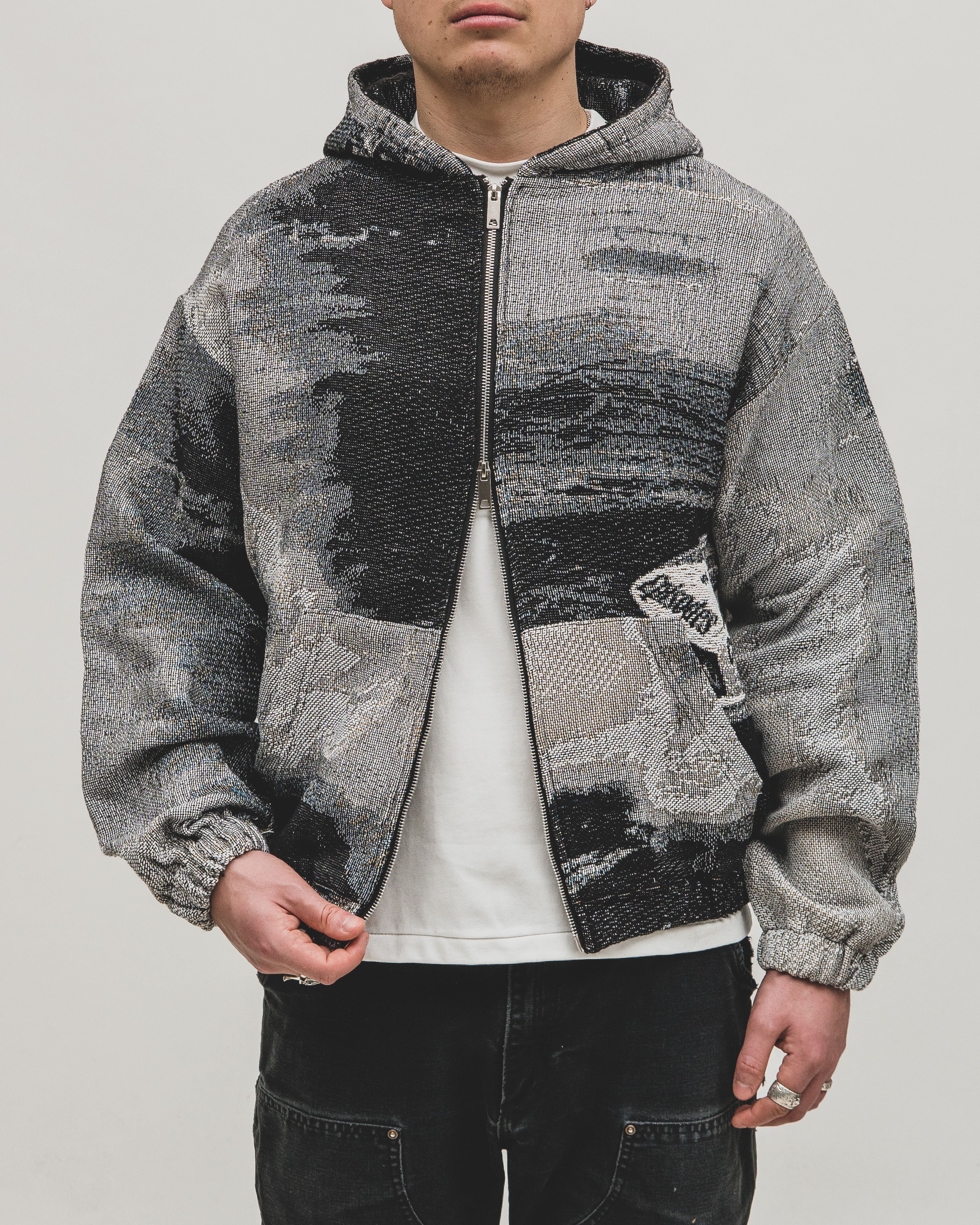 Tapestry Zip-Up Hoodie (MONO) | Vintage Streetwear Oversized Jacket-Coordom