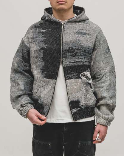 Tapestry Zip-Up Hoodie (MONO) | Vintage Streetwear Oversized Jacket-Coordom