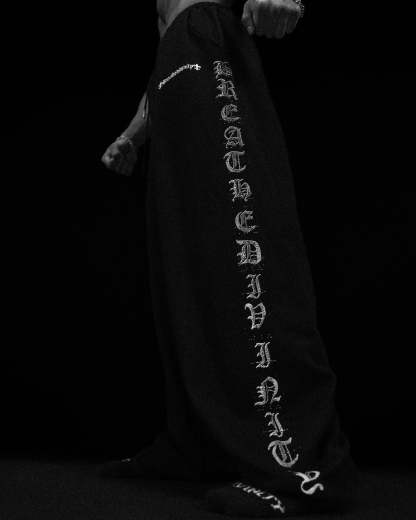 Elegant Uncuffed luxury sweatpants [VOID BLACK]-Coordom