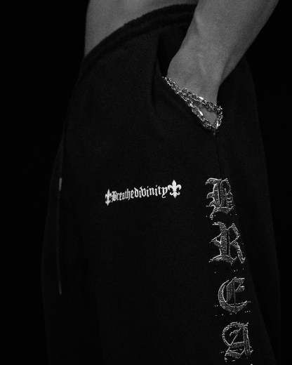 Elegant Uncuffed luxury sweatpants [VOID BLACK]-Coordom