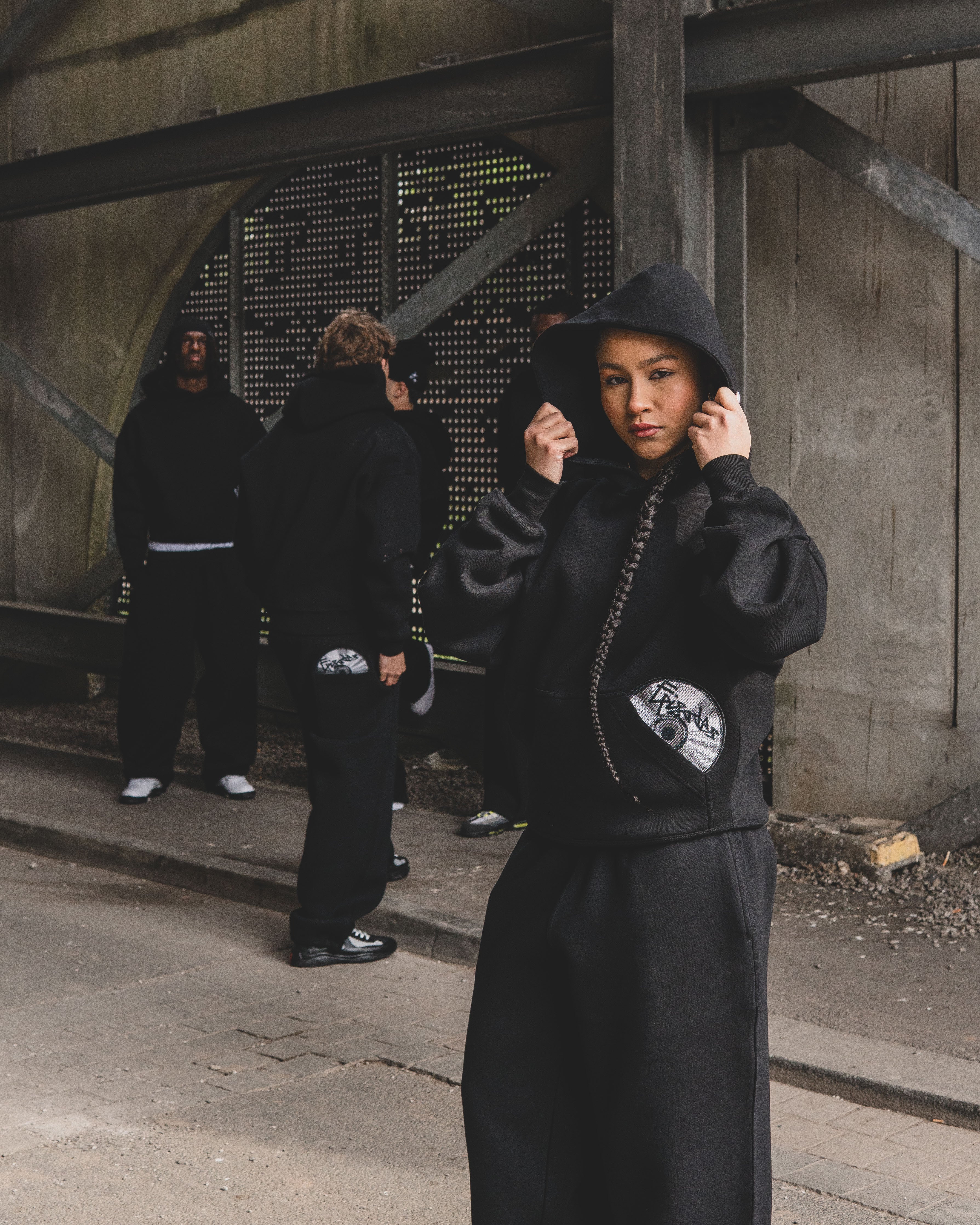 Disc Hoodie Black [630GSM]|Streetwear Oversized Vintage Casual Wear-Coordom