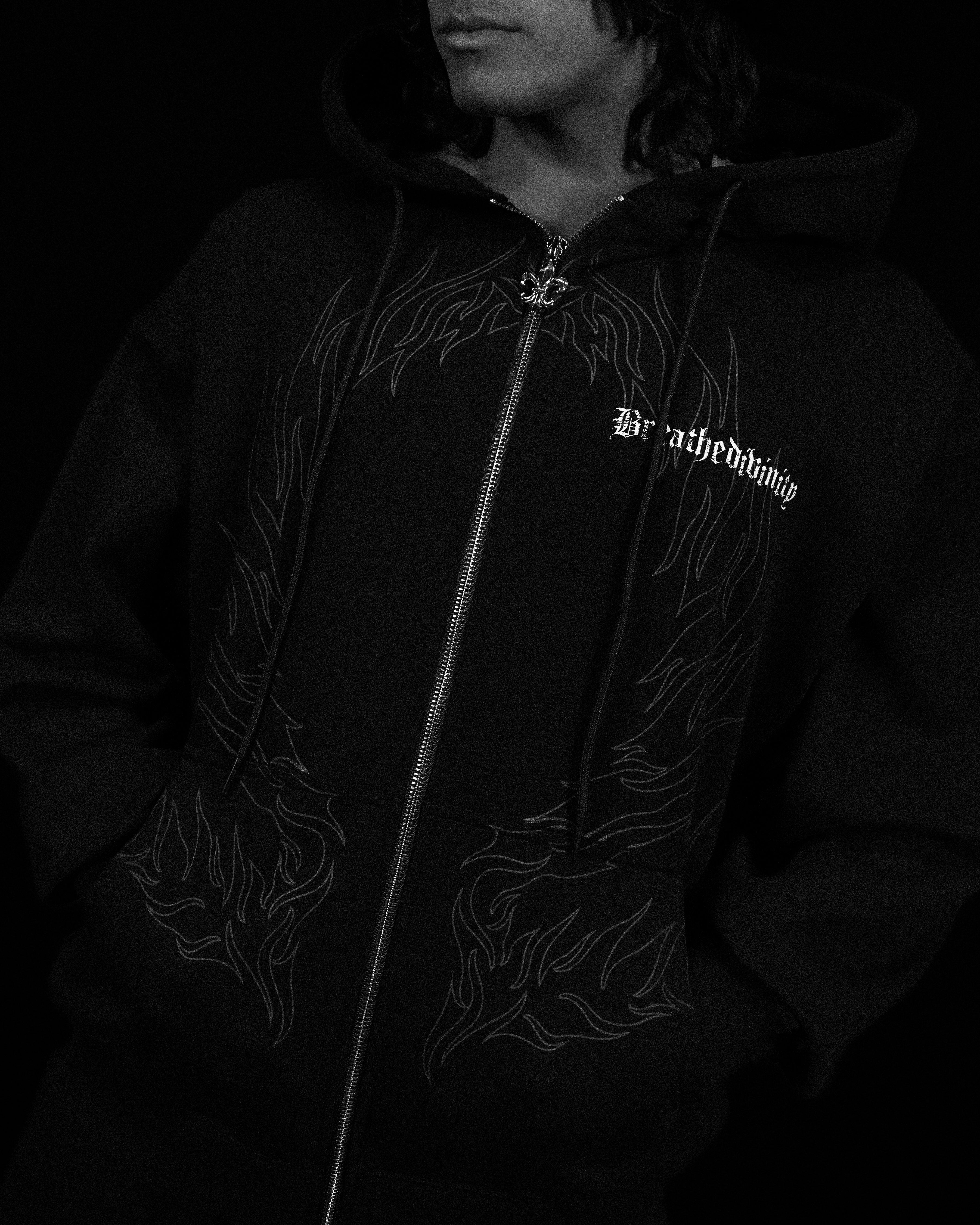 Elegant Oversized Zip-up Hoodie [VOID BLACK]-Coordom