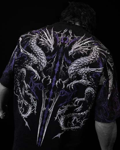 Dragon Blade Oversized T-SHIRT [HOLLOW PURPLE]-Coordom