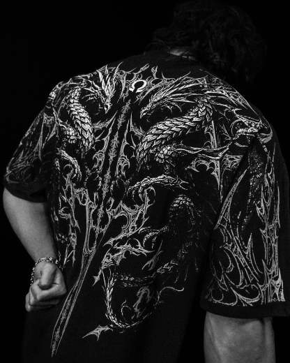 Dragon Blade Oversized T-SHIRT [VOID BLACK]-Coordom