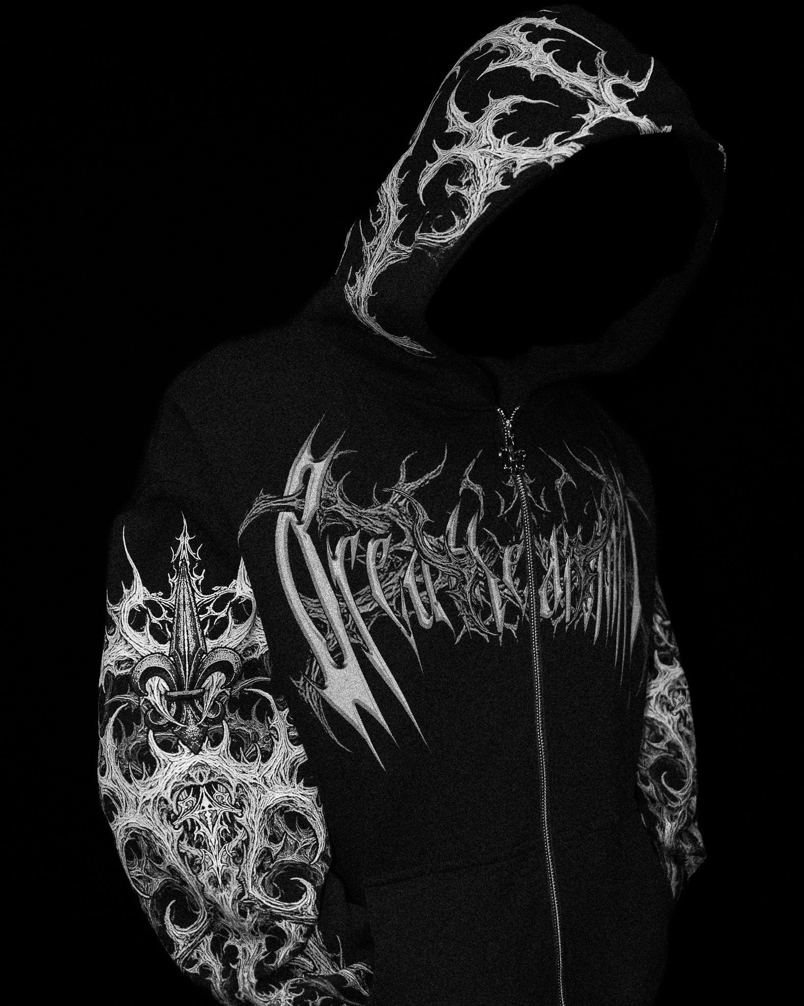 Heavenly Knight Oversized Zip-up Hoodie [VOID BLACK]-Coordom