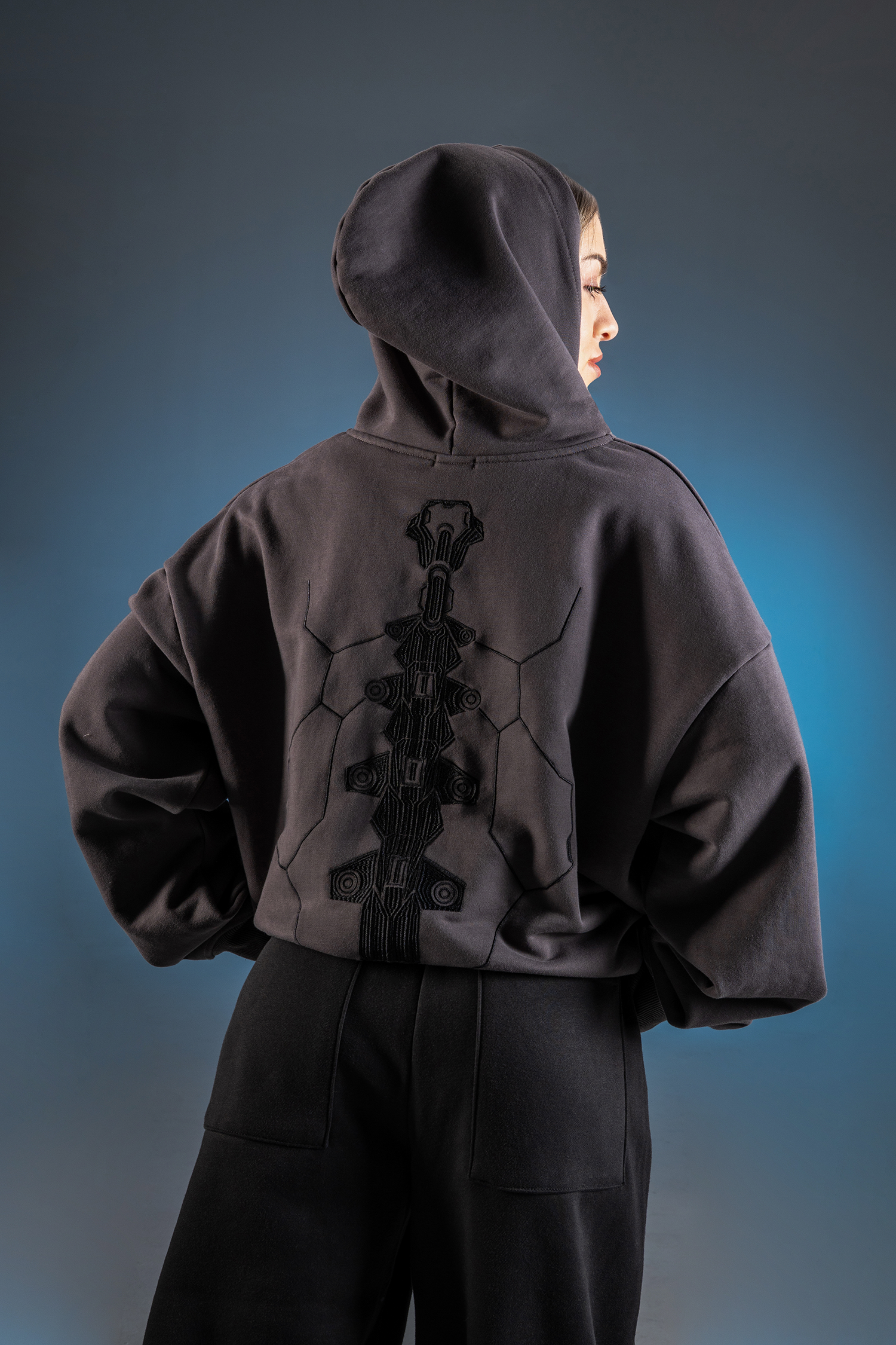 Cyber Embroidery Hoodie-Coordom