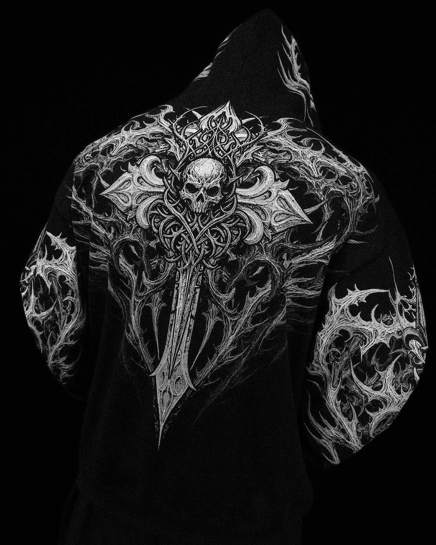 Heavenly Knight Oversized Zip-up Hoodie [VOID BLACK]-Coordom