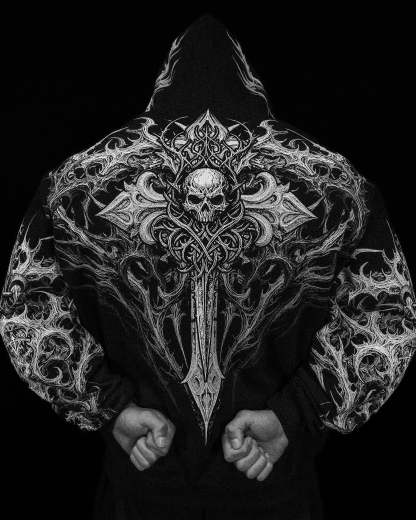 Heavenly Knight Oversized Zip-up Hoodie [VOID BLACK]-Coordom