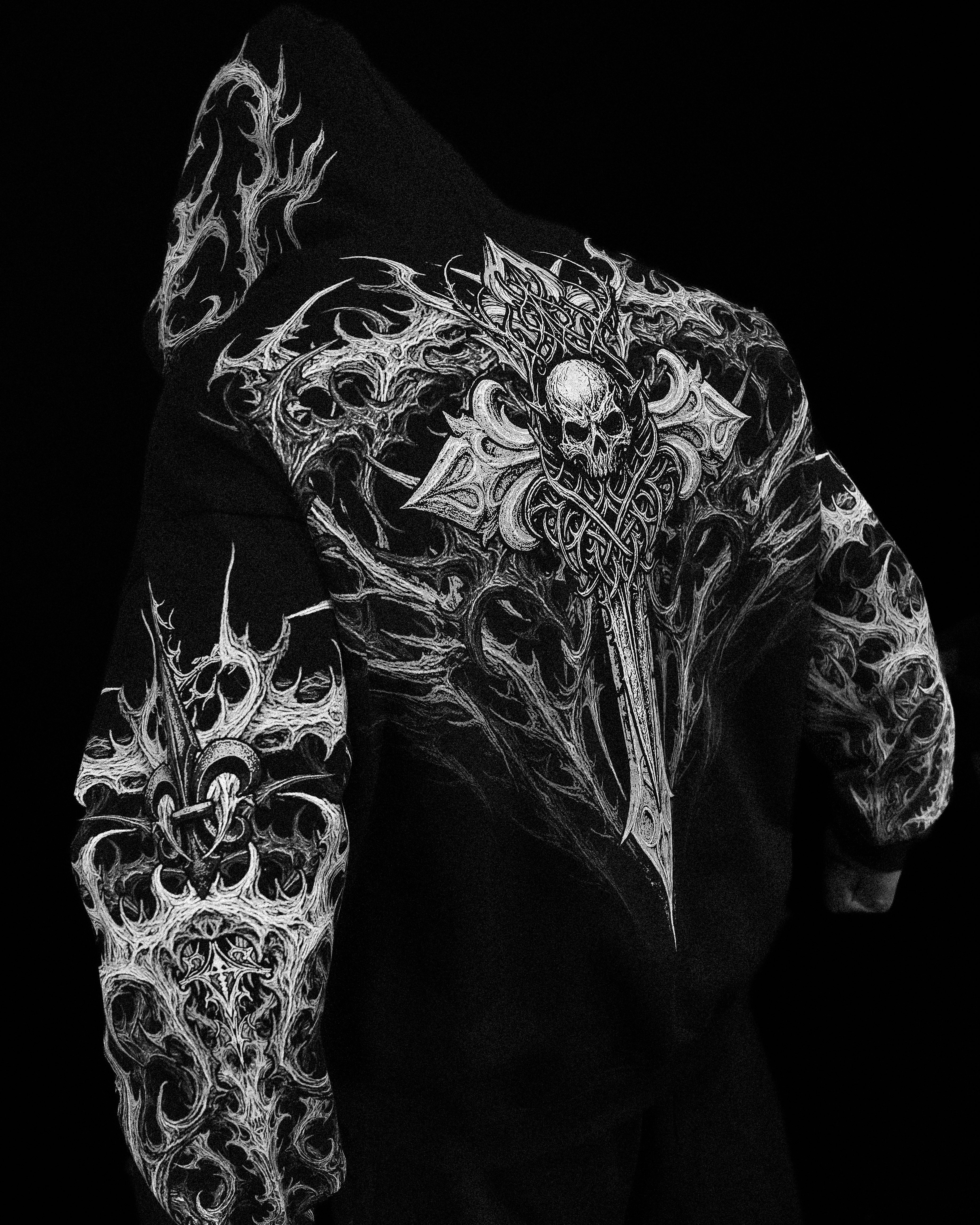 Heavenly Knight Oversized Zip-up Hoodie [VOID BLACK]-Coordom