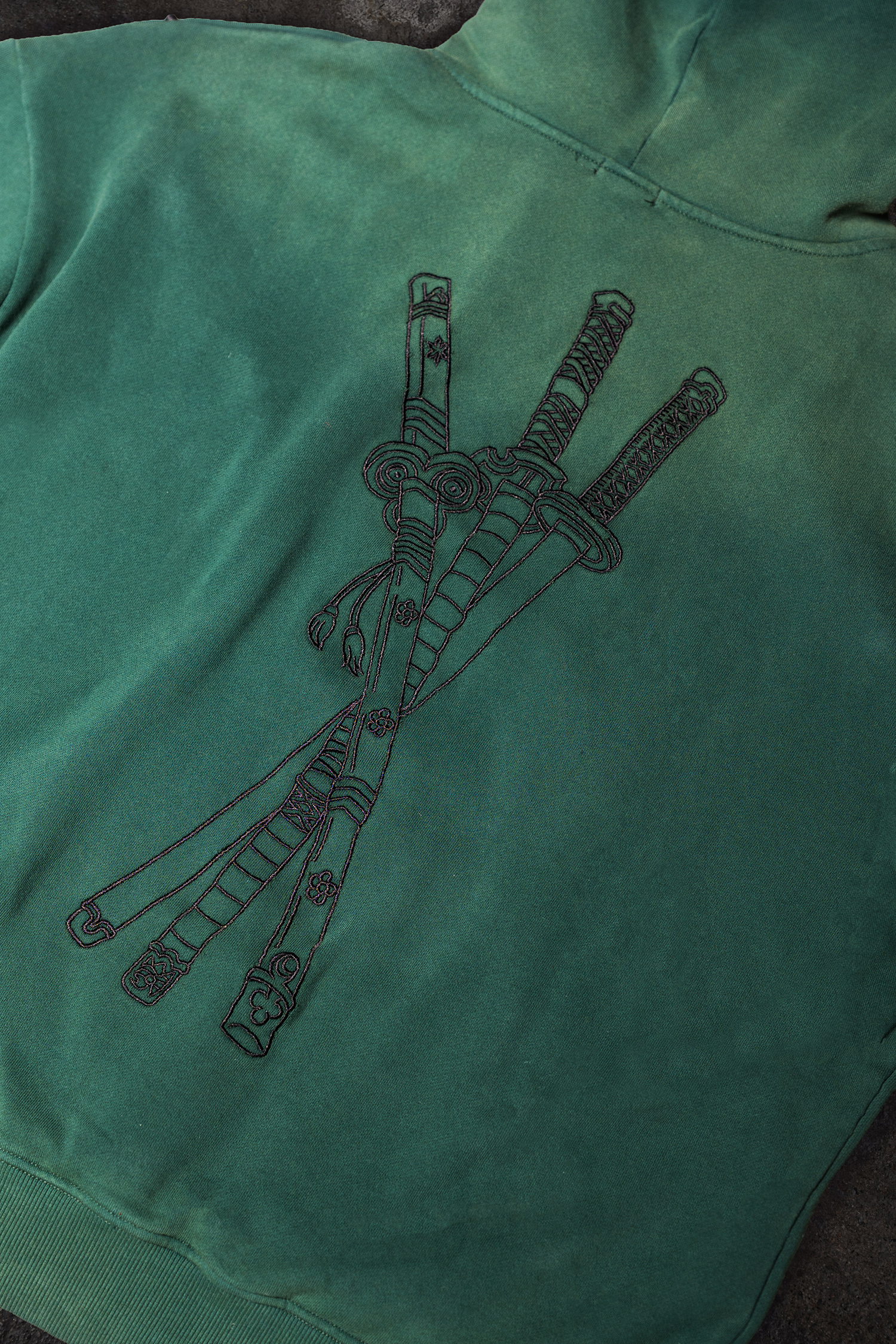 Ghost Katana Embroidery Hoodie-Coordom
