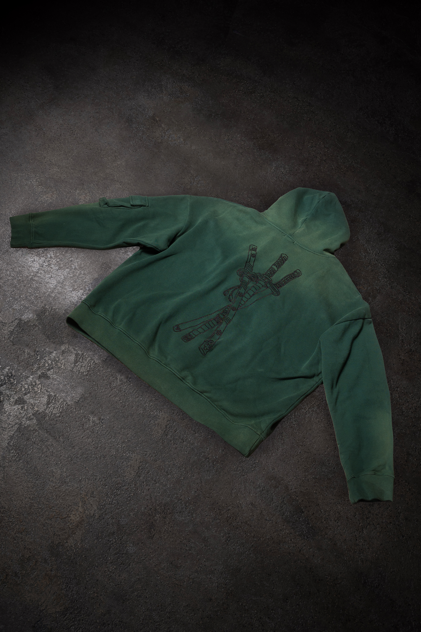 Ghost Katana Embroidery Hoodie-Coordom