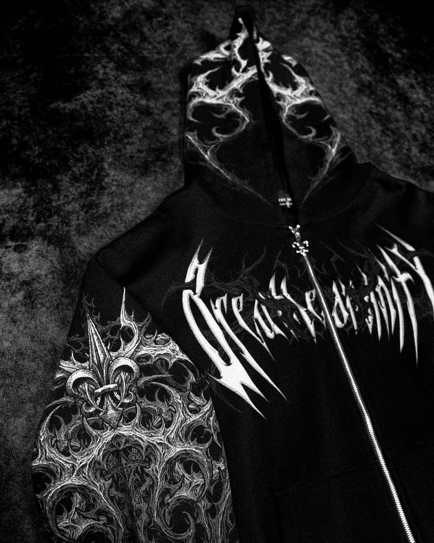Heavenly Knight Oversized Zip-up Hoodie [VOID BLACK]-Coordom