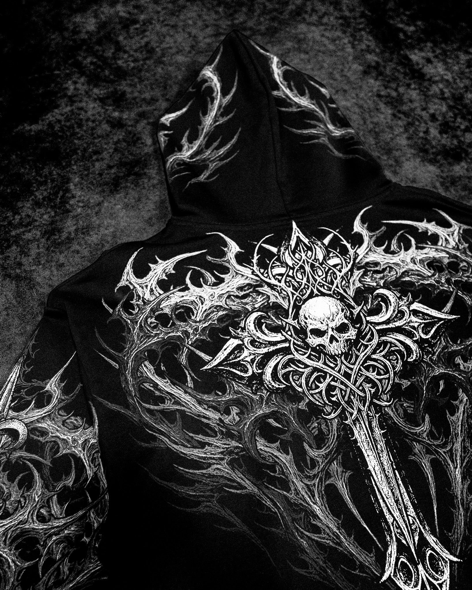 Heavenly Knight Oversized Zip-up Hoodie [VOID BLACK]-Coordom