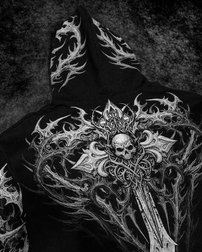 Heavenly Knight Oversized Zip-up Hoodie [MIDNIGHT]-Coordom