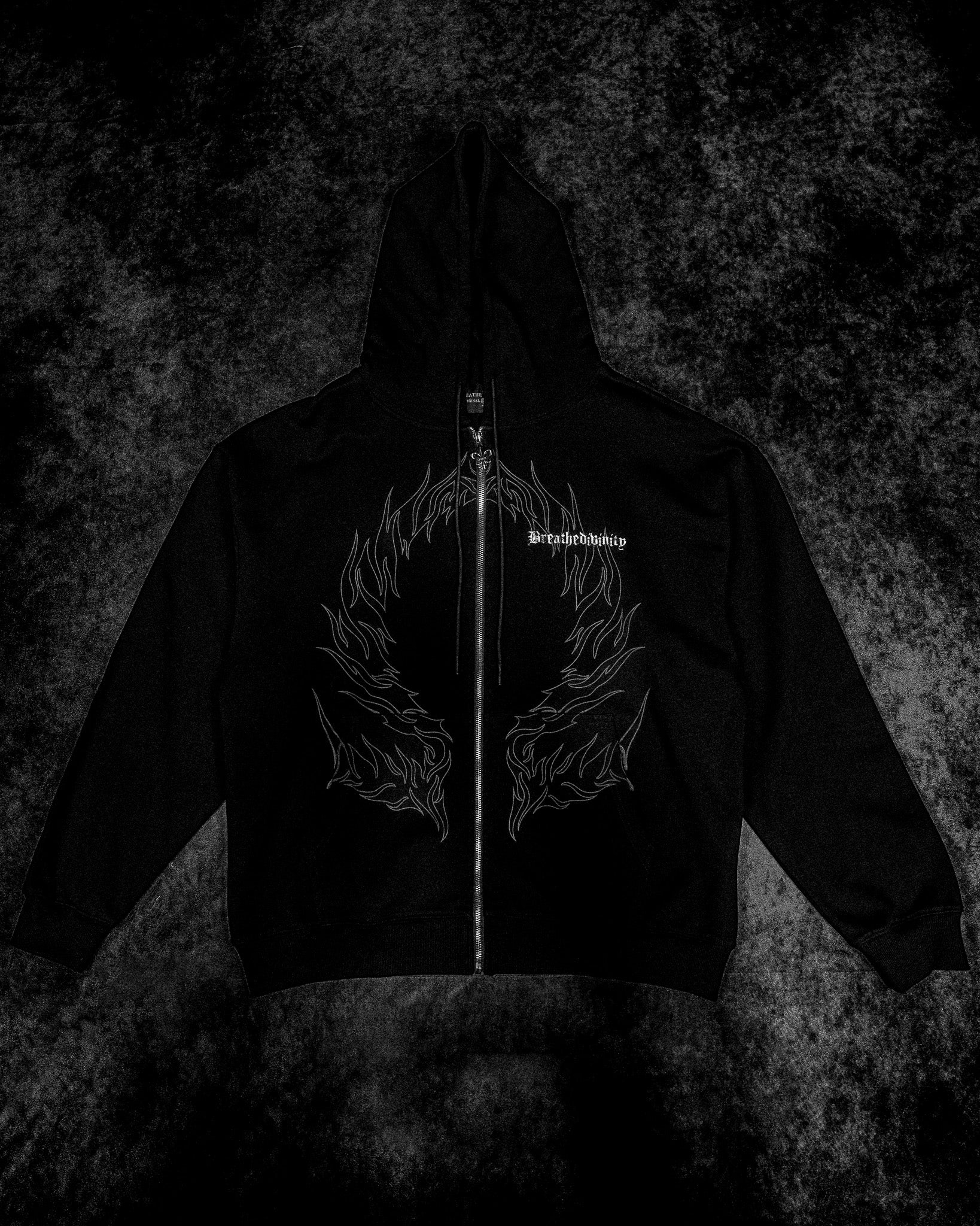 Elegant Oversized Zip-up Hoodie [VOID BLACK]-Coordom