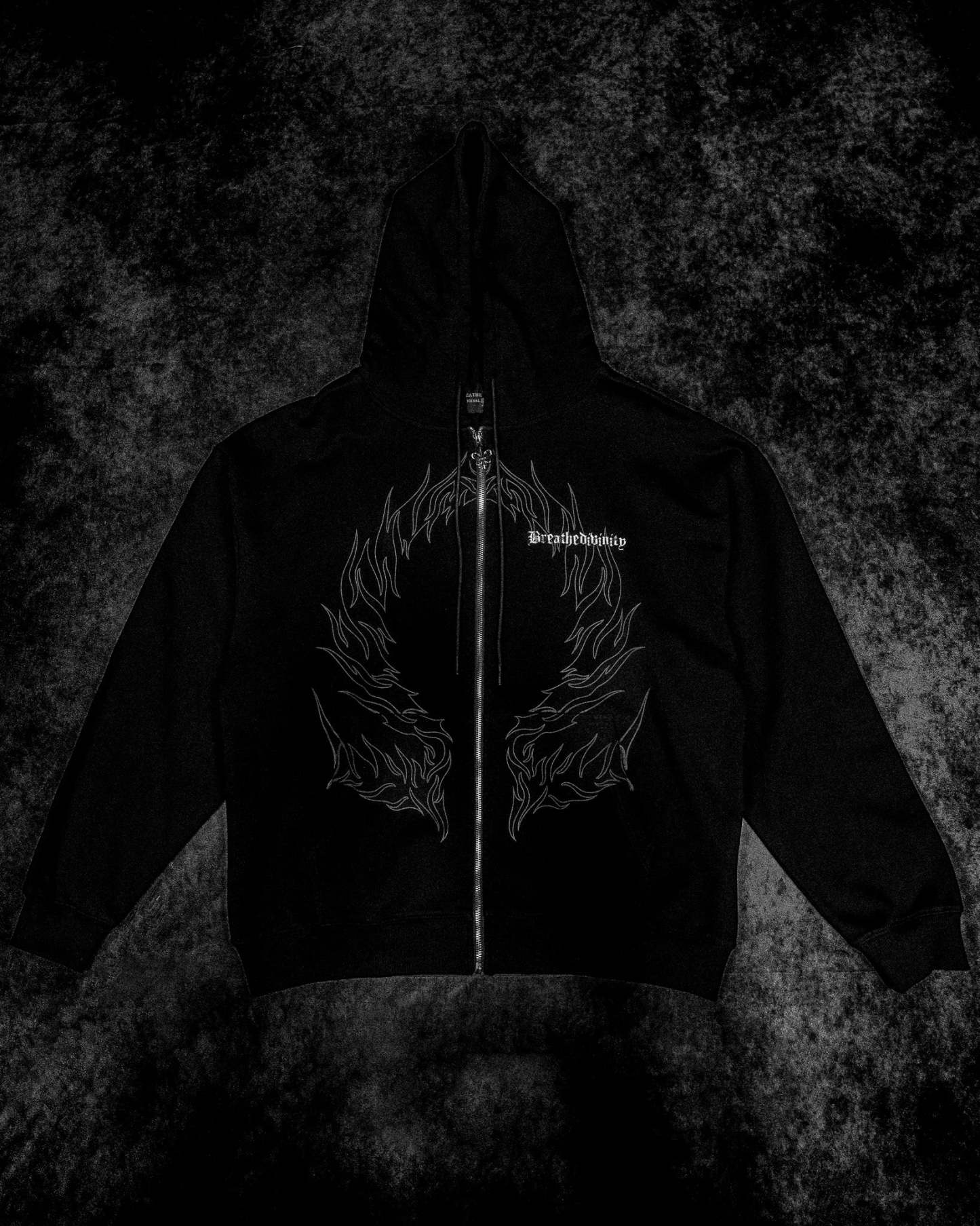 Elegant Oversized Zip-up Hoodie [VOID BLACK]-Coordom