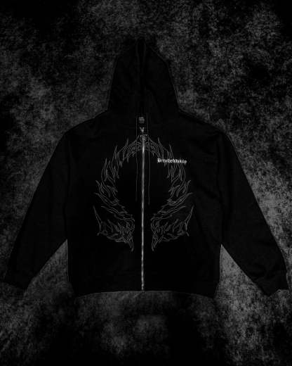 Elegant Oversized Zip-up Hoodie [VOID BLACK]-Coordom