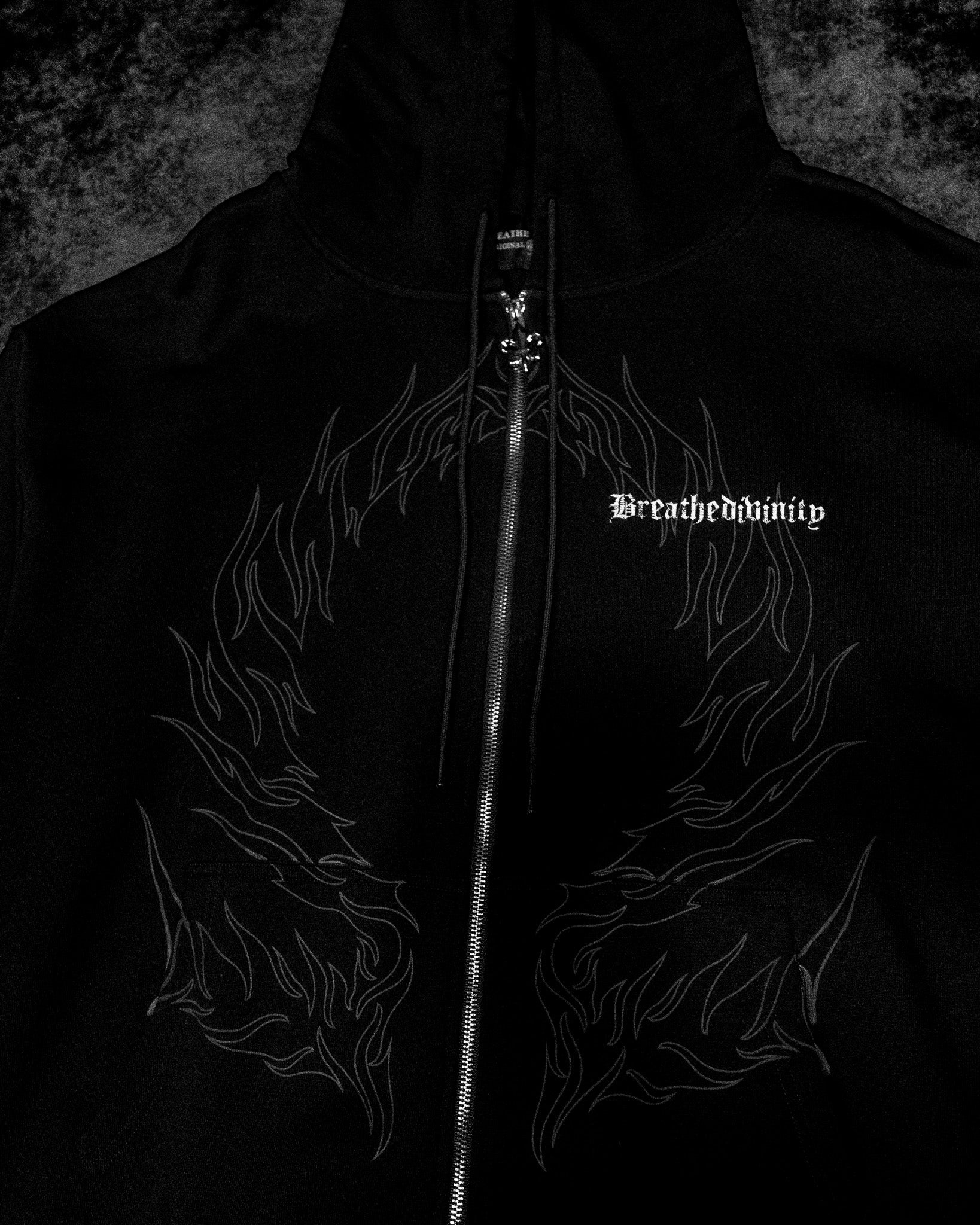 Elegant Oversized Zip-up Hoodie [VOID BLACK]-Coordom