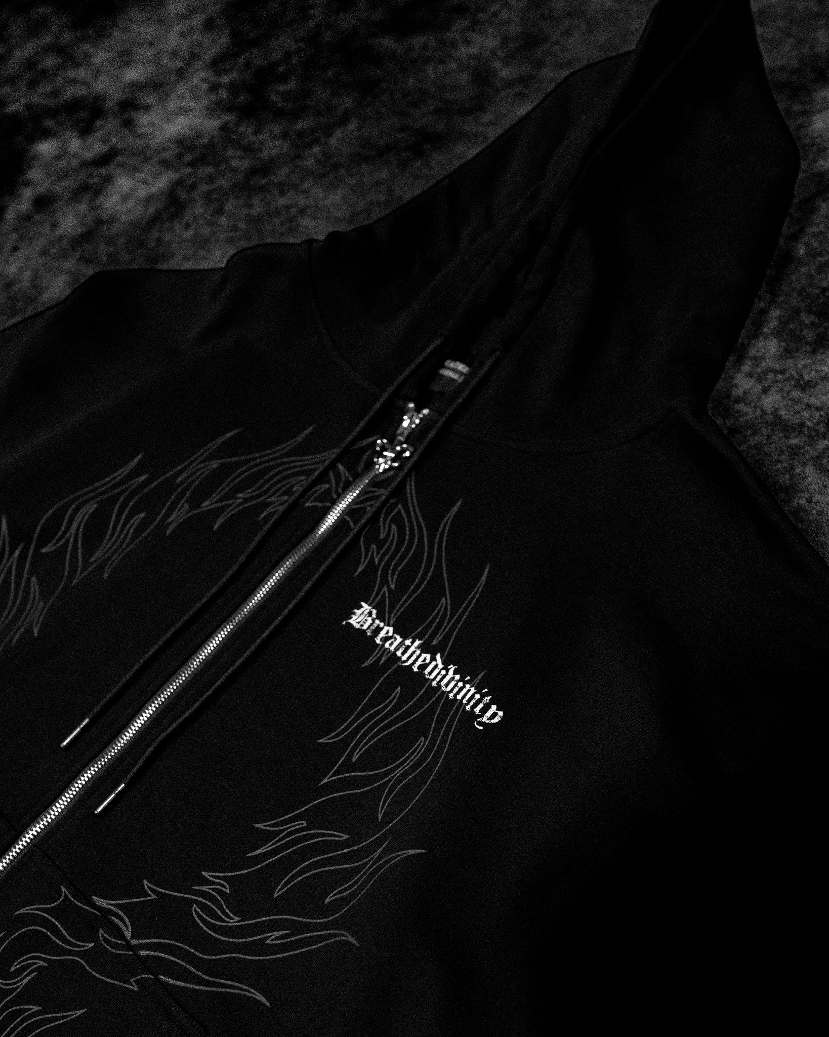Elegant Oversized Zip-up Hoodie [VOID BLACK]-Coordom