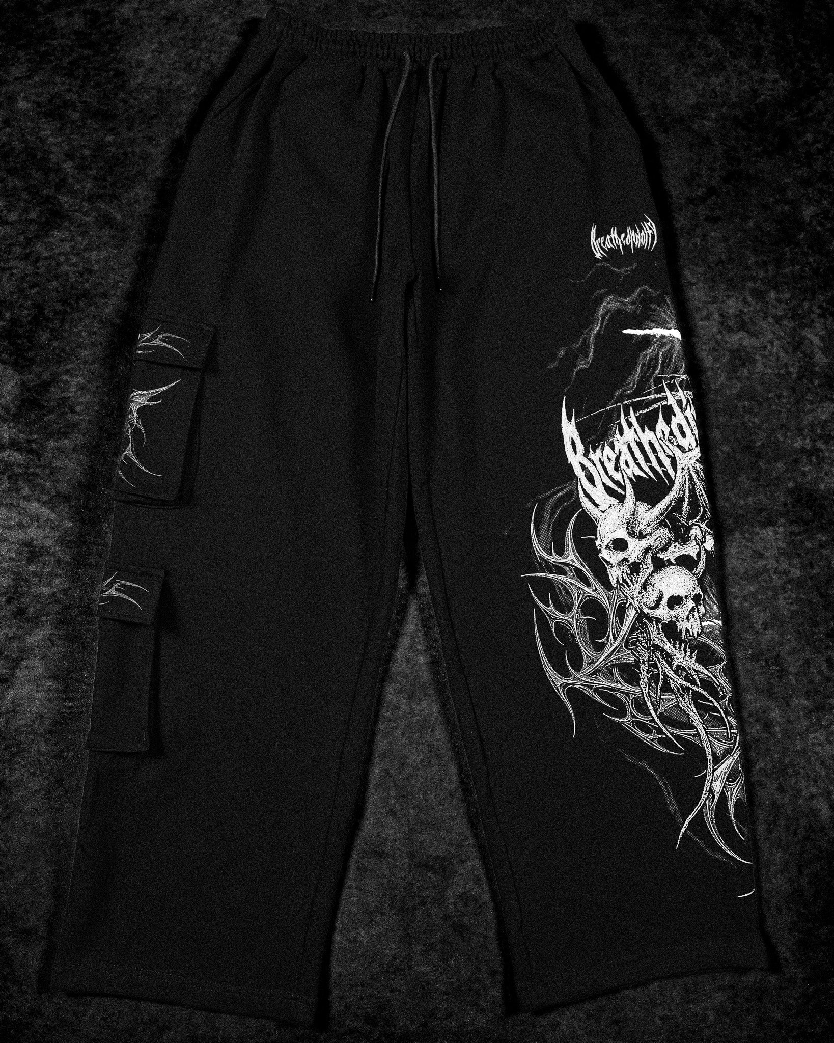 Deathwing Banana Shape Uncuffed Luxury Cargos [VOID BLACK]-Coordom
