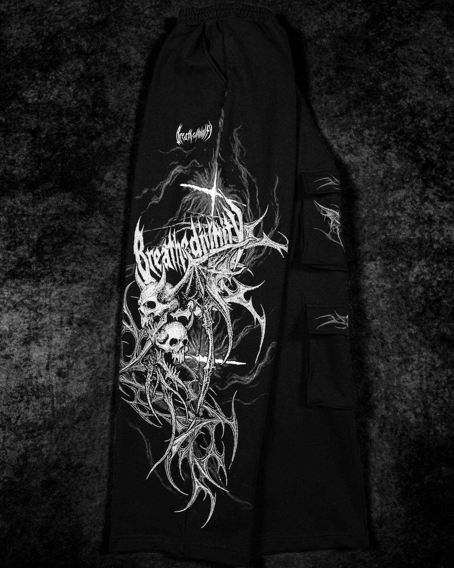 Deathwing Banana Shape Uncuffed Luxury Cargos [VOID BLACK]-Coordom