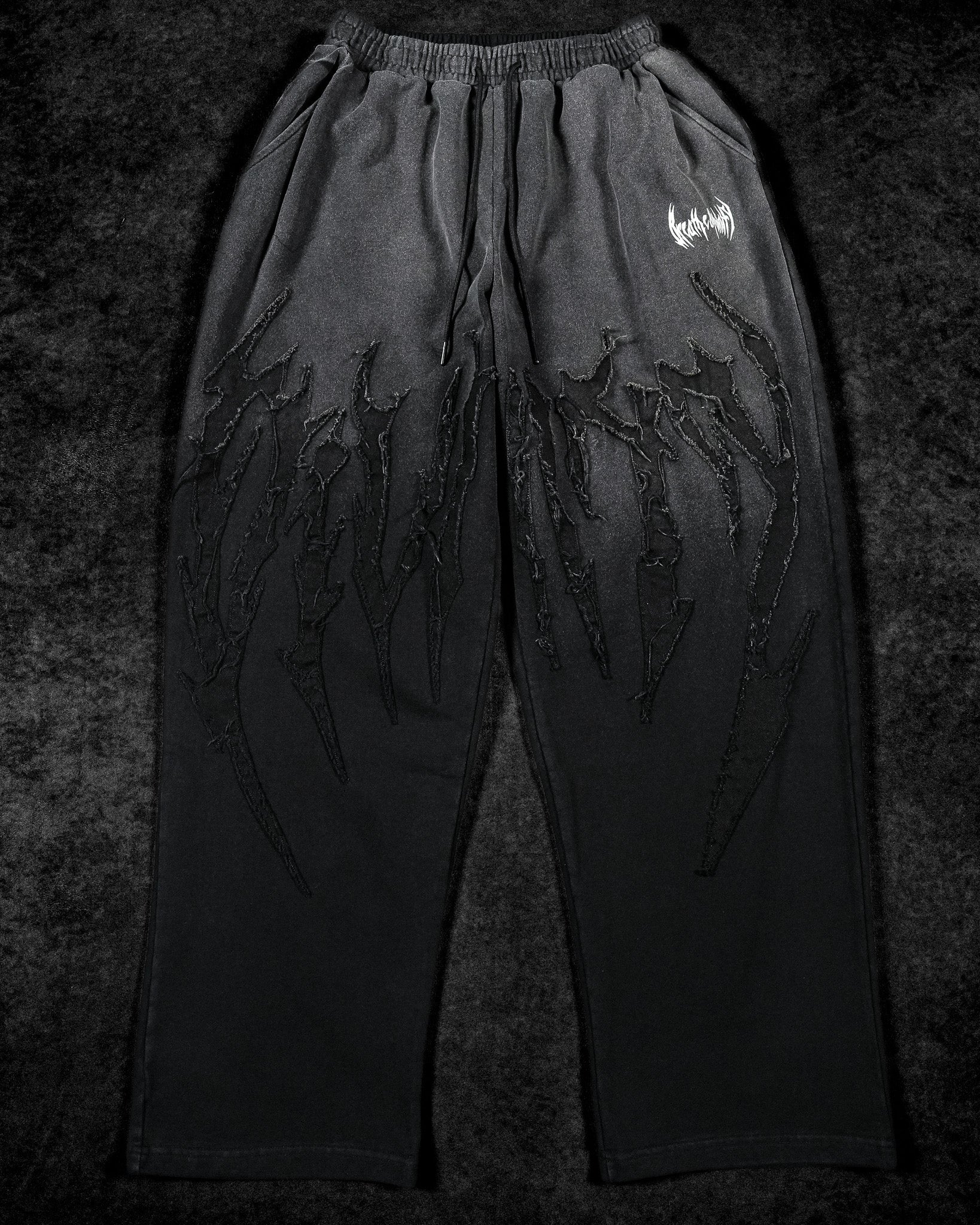 Destroyed Banana Shape sweatpants [SMOKE WASHED]-Coordom