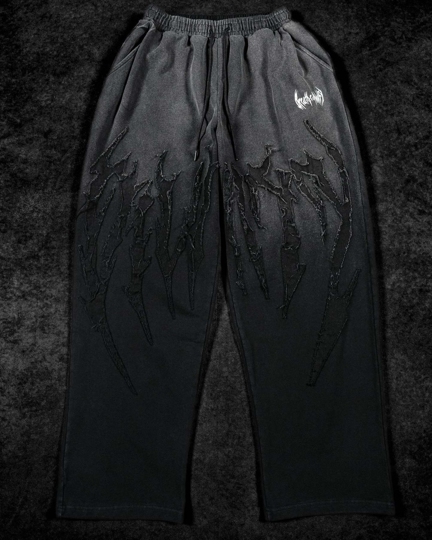 Destroyed Banana Shape sweatpants [SMOKE WASHED]-Coordom