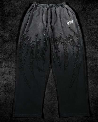 Destroyed Banana Shape sweatpants [SMOKE WASHED]-Coordom