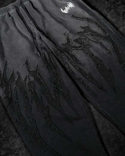 Destroyed Banana Shape sweatpants [SMOKE WASHED]-Coordom