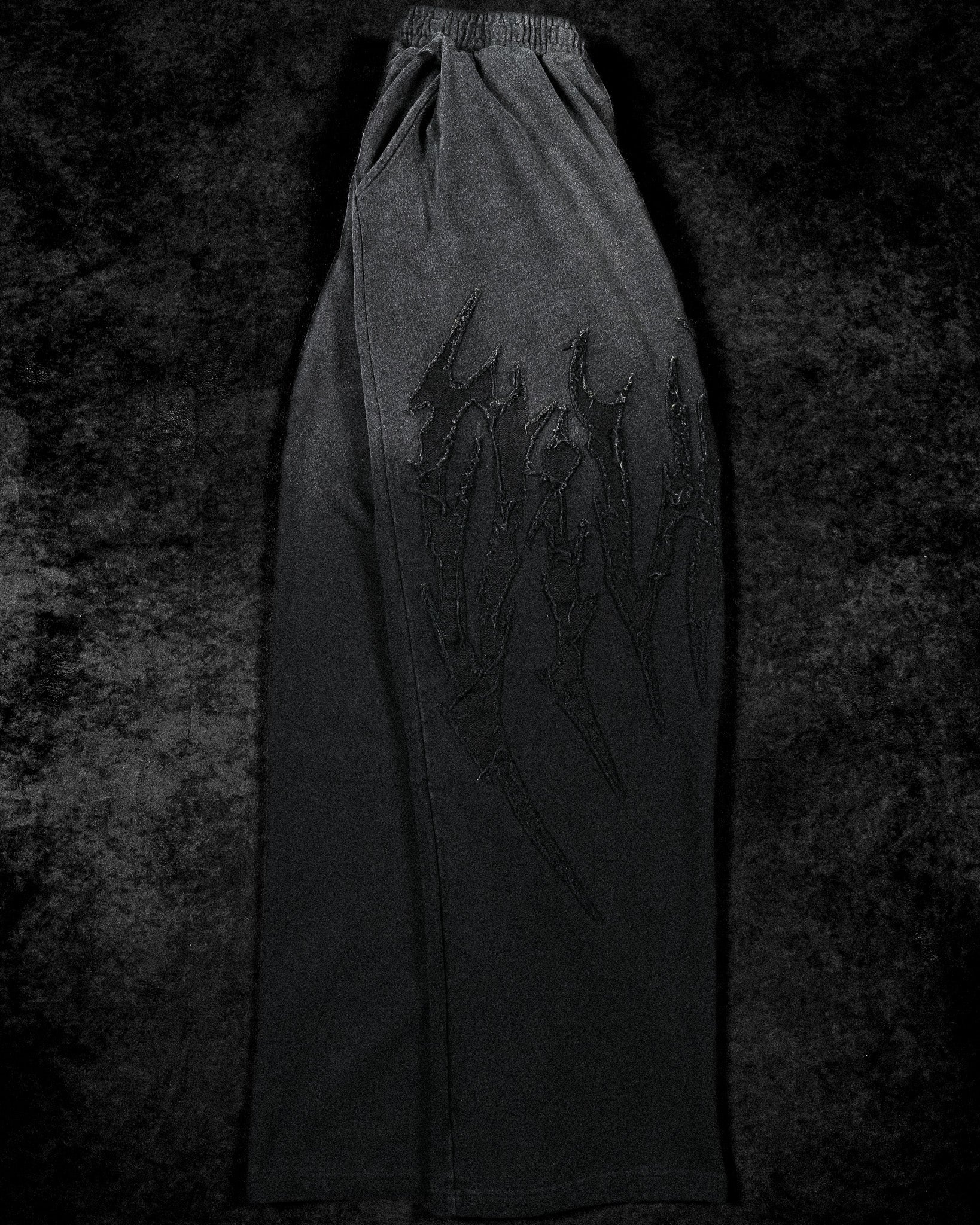 Destroyed Banana Shape sweatpants [SMOKE WASHED]-Coordom