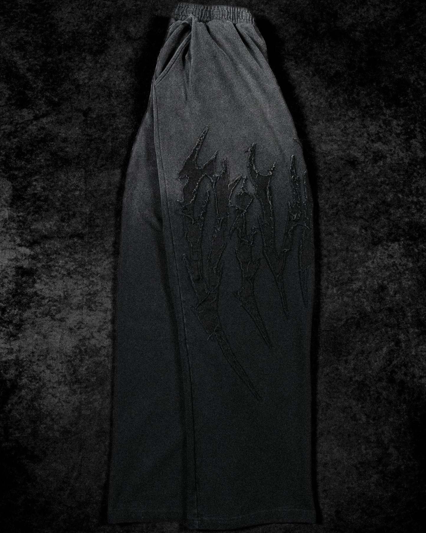 Destroyed Banana Shape sweatpants [SMOKE WASHED]-Coordom
