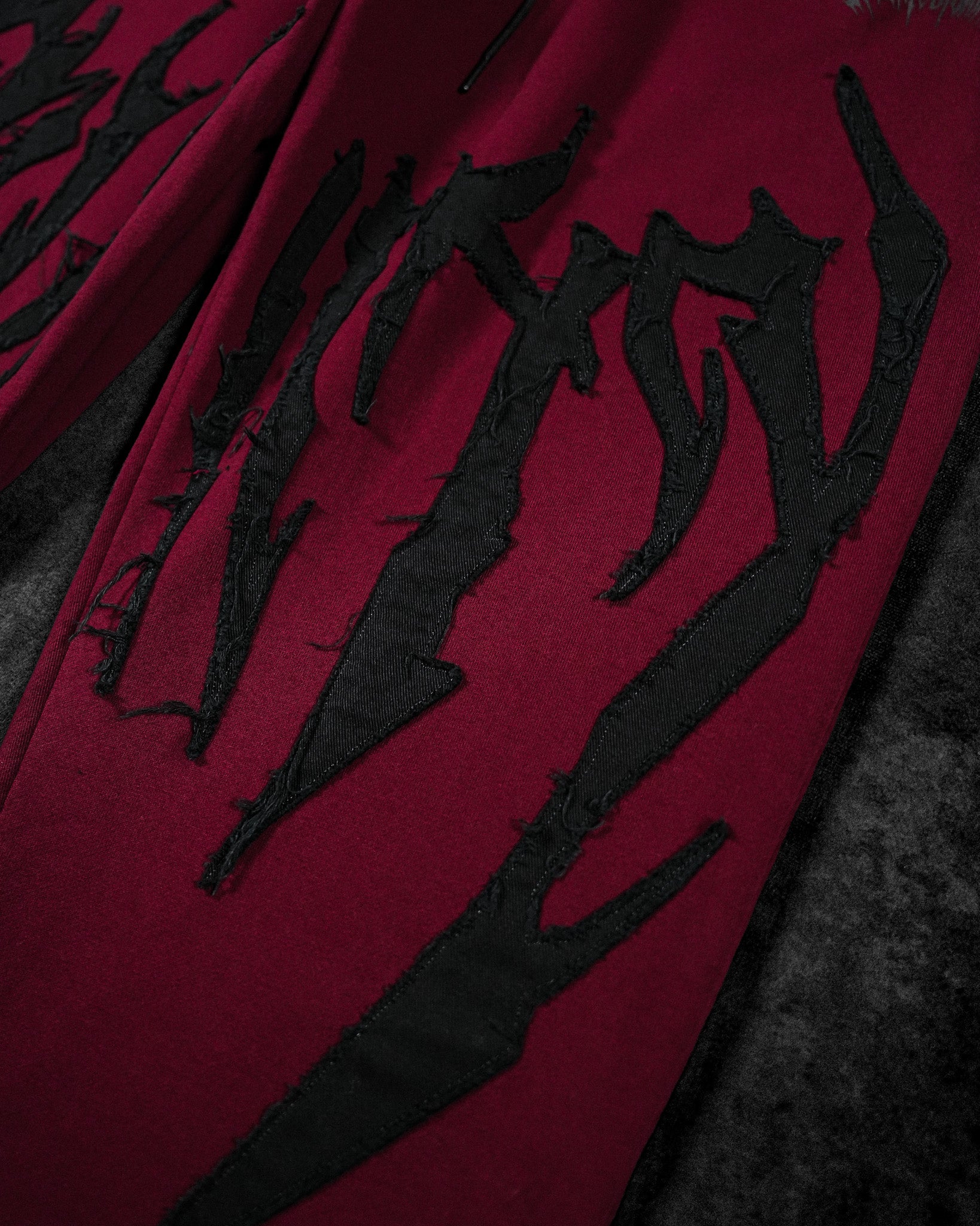 Destroyed Banana Shape sweatpants [CRIMSON]-Coordom