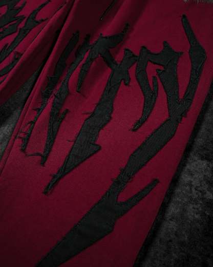 Destroyed Banana Shape sweatpants [CRIMSON]-Coordom