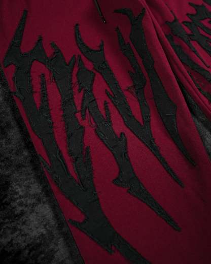 Destroyed Banana Shape sweatpants [CRIMSON]-Coordom