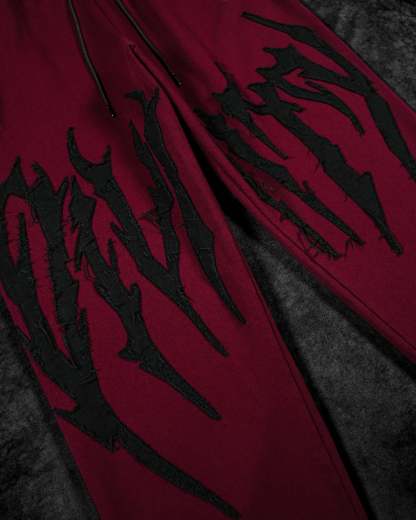 Destroyed Banana Shape sweatpants [CRIMSON]-Coordom