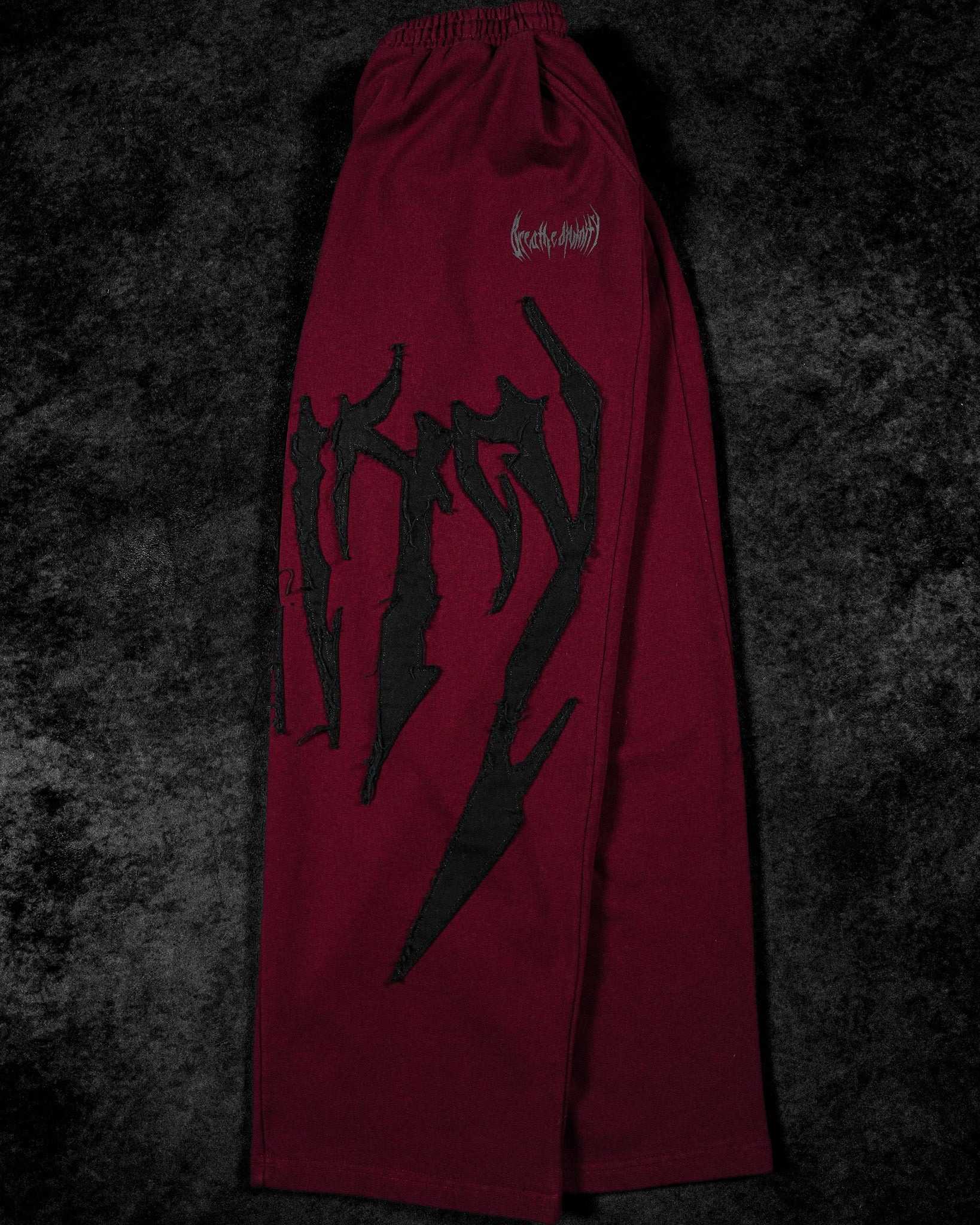 Destroyed Banana Shape sweatpants [CRIMSON]-Coordom