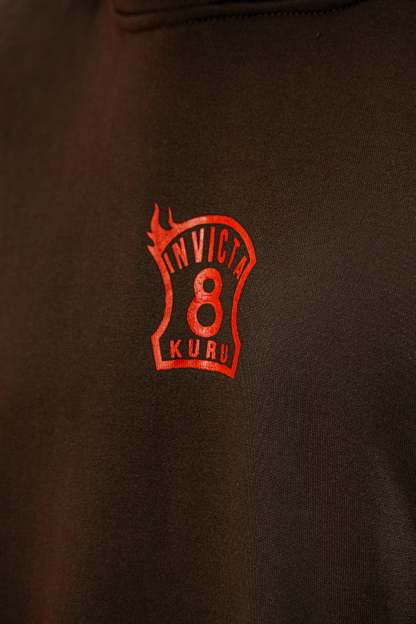 Inferno Embroidery Hoodie - Brown-Coordom