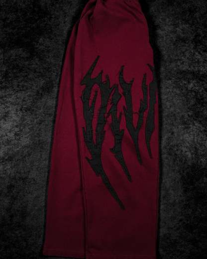 Destroyed Banana Shape sweatpants [CRIMSON]-Coordom