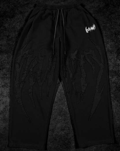 Destroyed Banana Shape sweatpants [DARKNESS]-Coordom