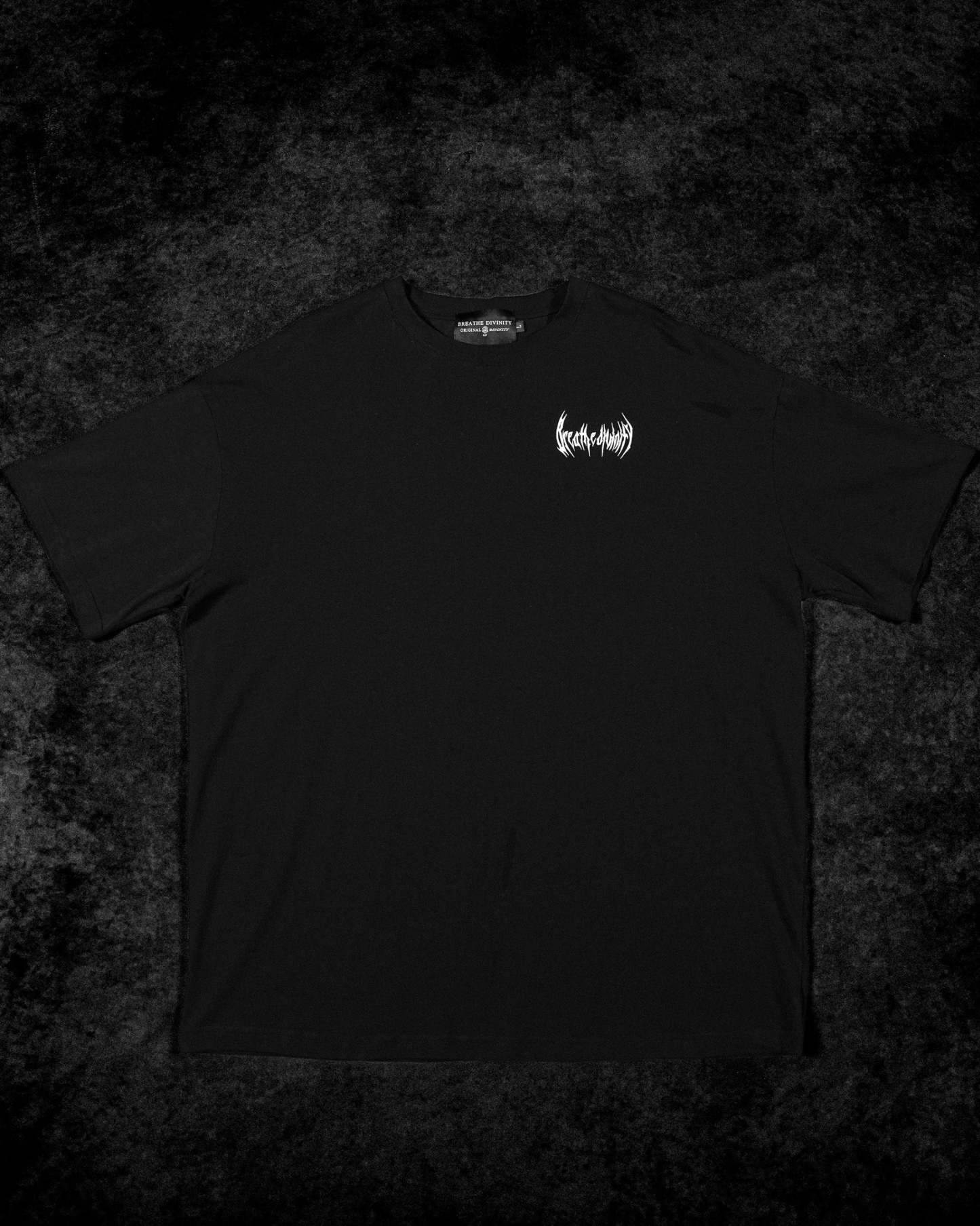 Elegant Box Logo Oversized Lightweight T-shirt [VOID BLACK]-Coordom