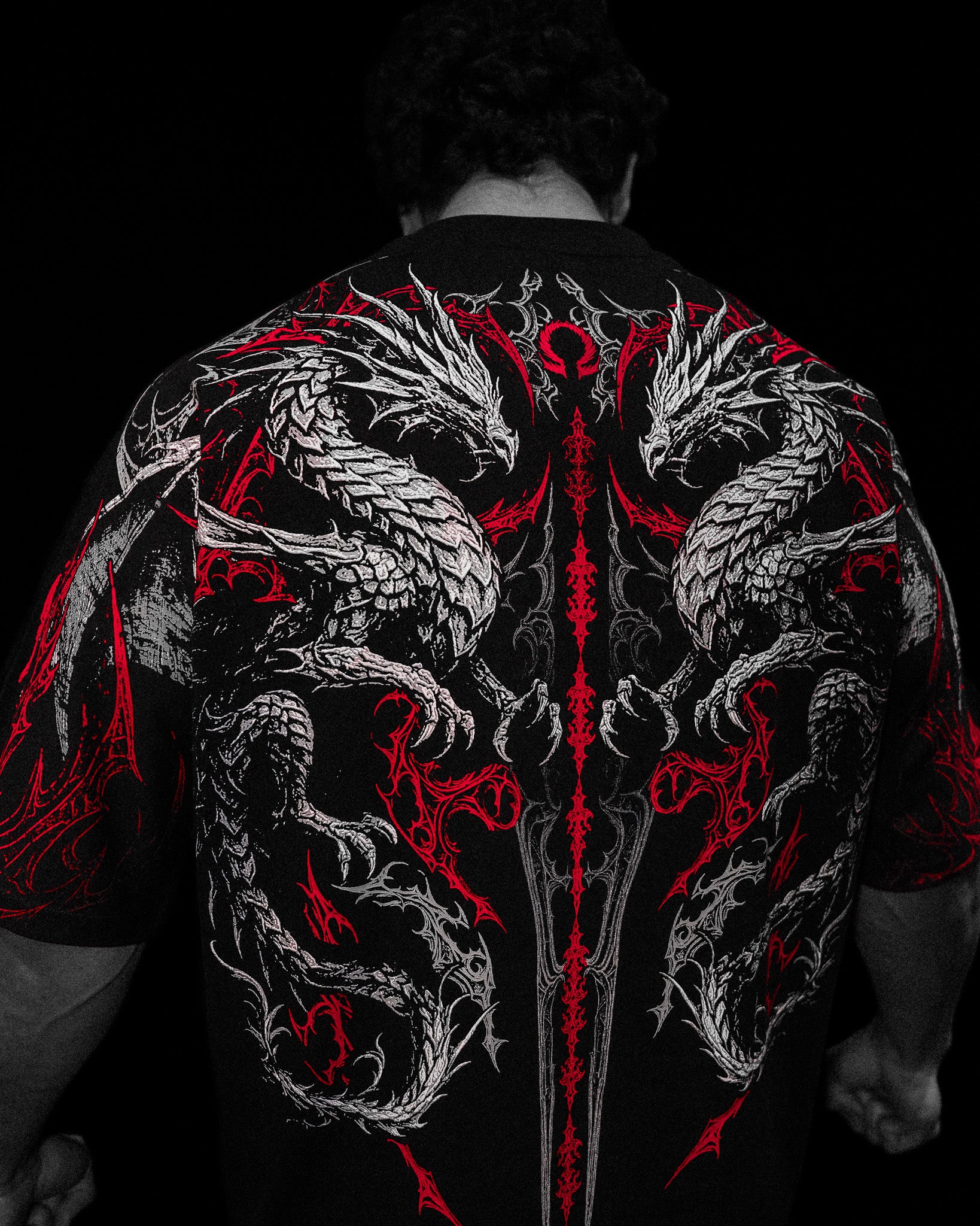 Dragon Blade Oversized T-shirt [HEAVENLY RED]-Coordom