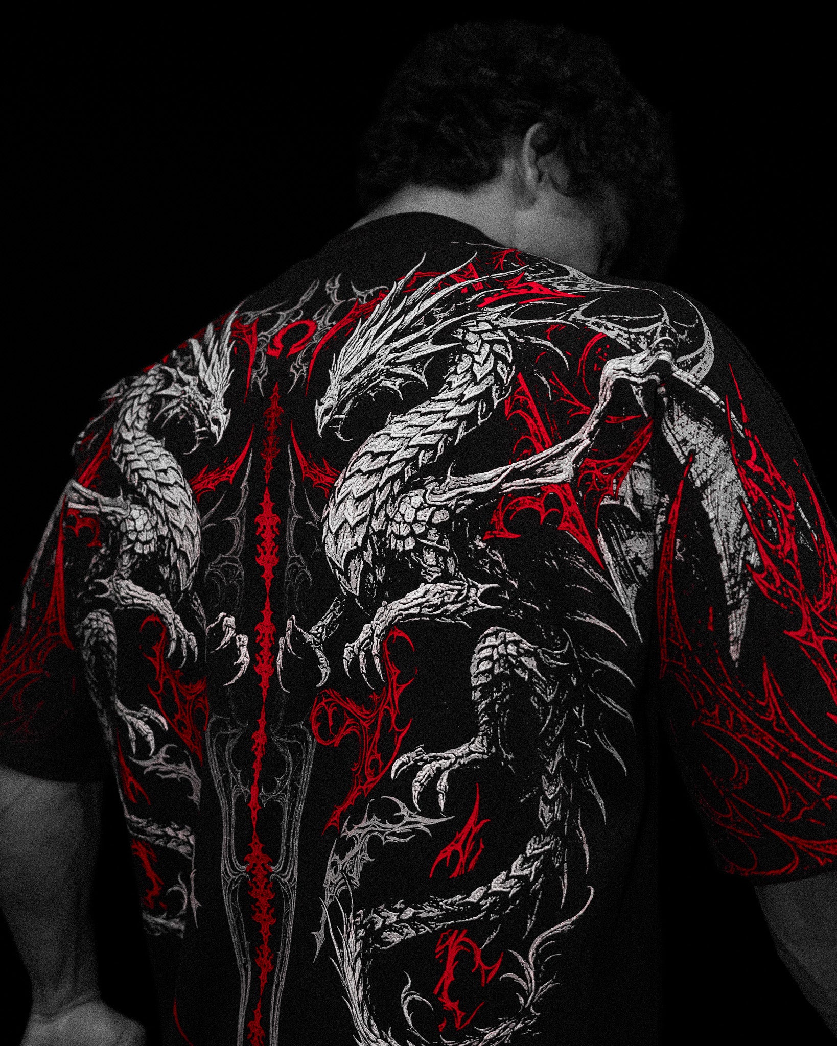 Dragon Blade Oversized T-shirt [HEAVENLY RED]-Coordom