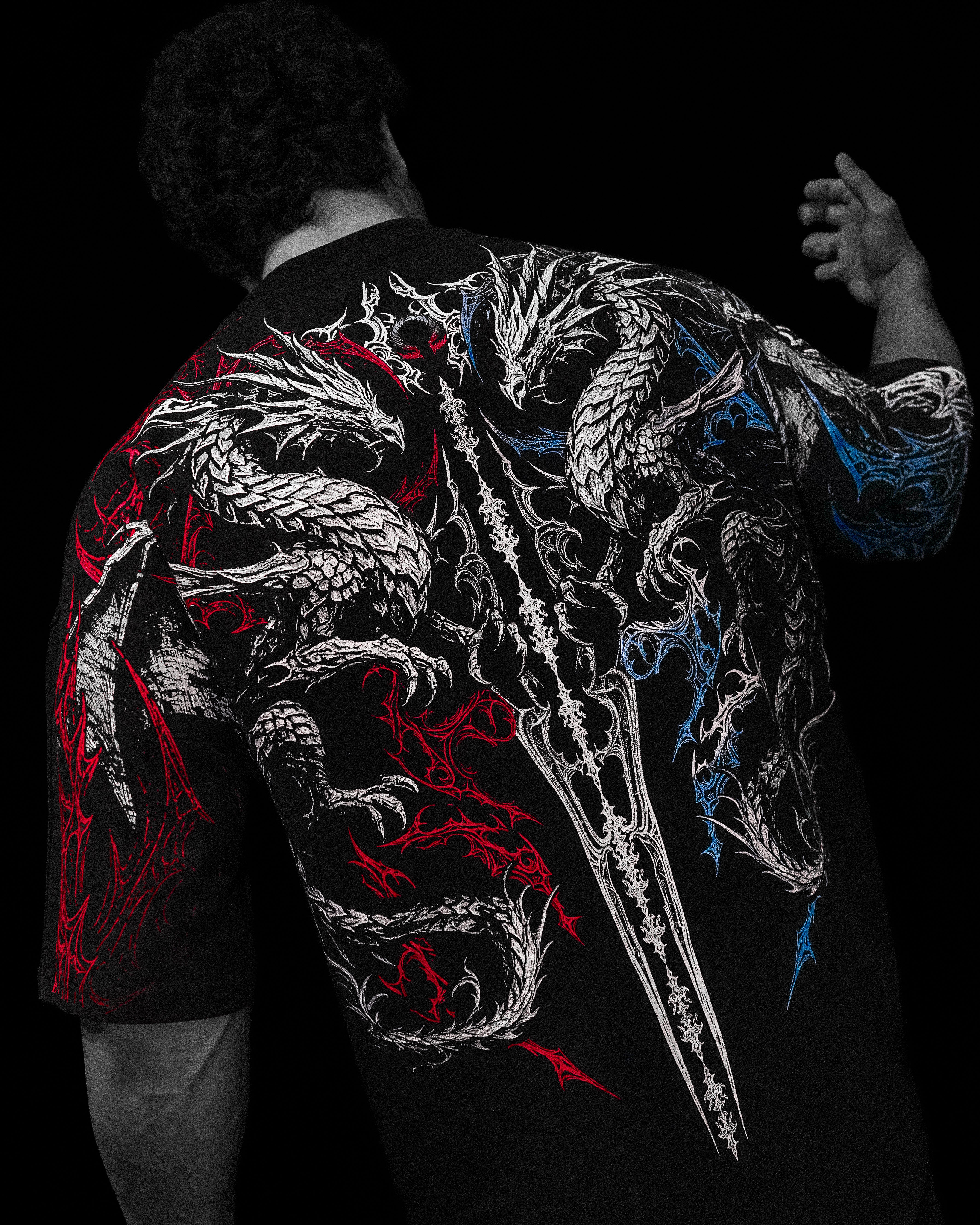 Dragon Blade Oversized T-shirt [FIRE & ICE]-Coordom