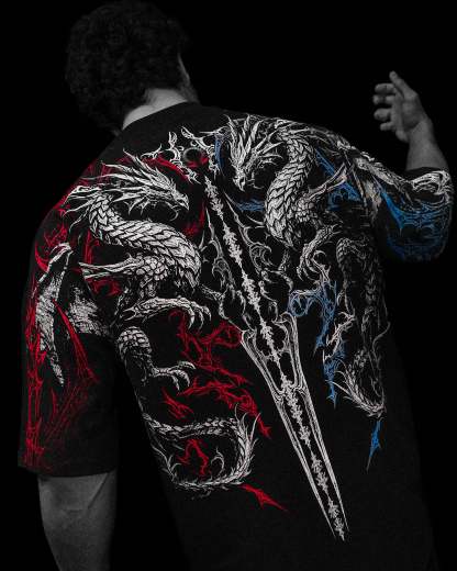 Dragon Blade Oversized T-shirt [FIRE & ICE]-Coordom