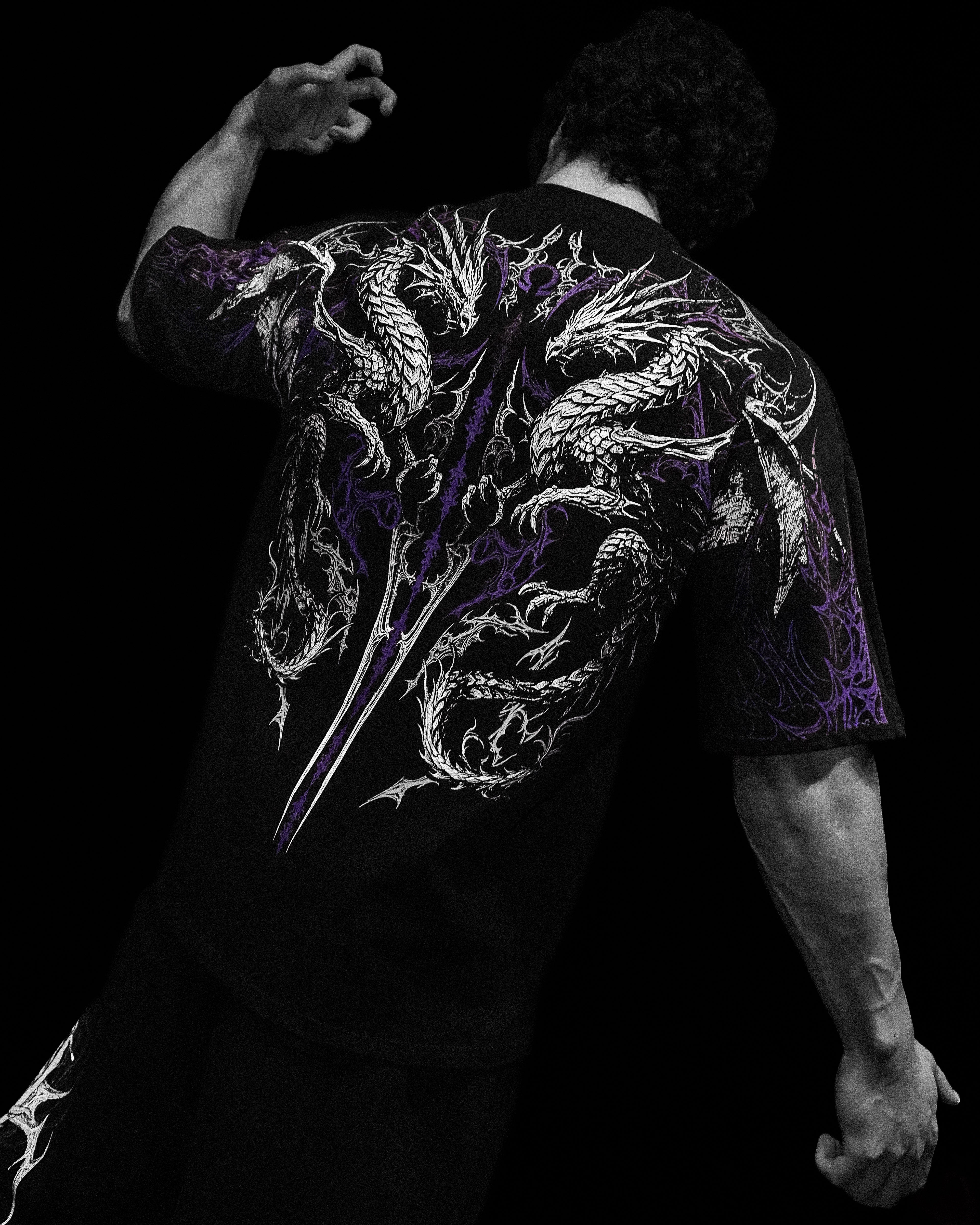 Dragon Blade Oversized T-SHIRT [HOLLOW PURPLE]-Coordom