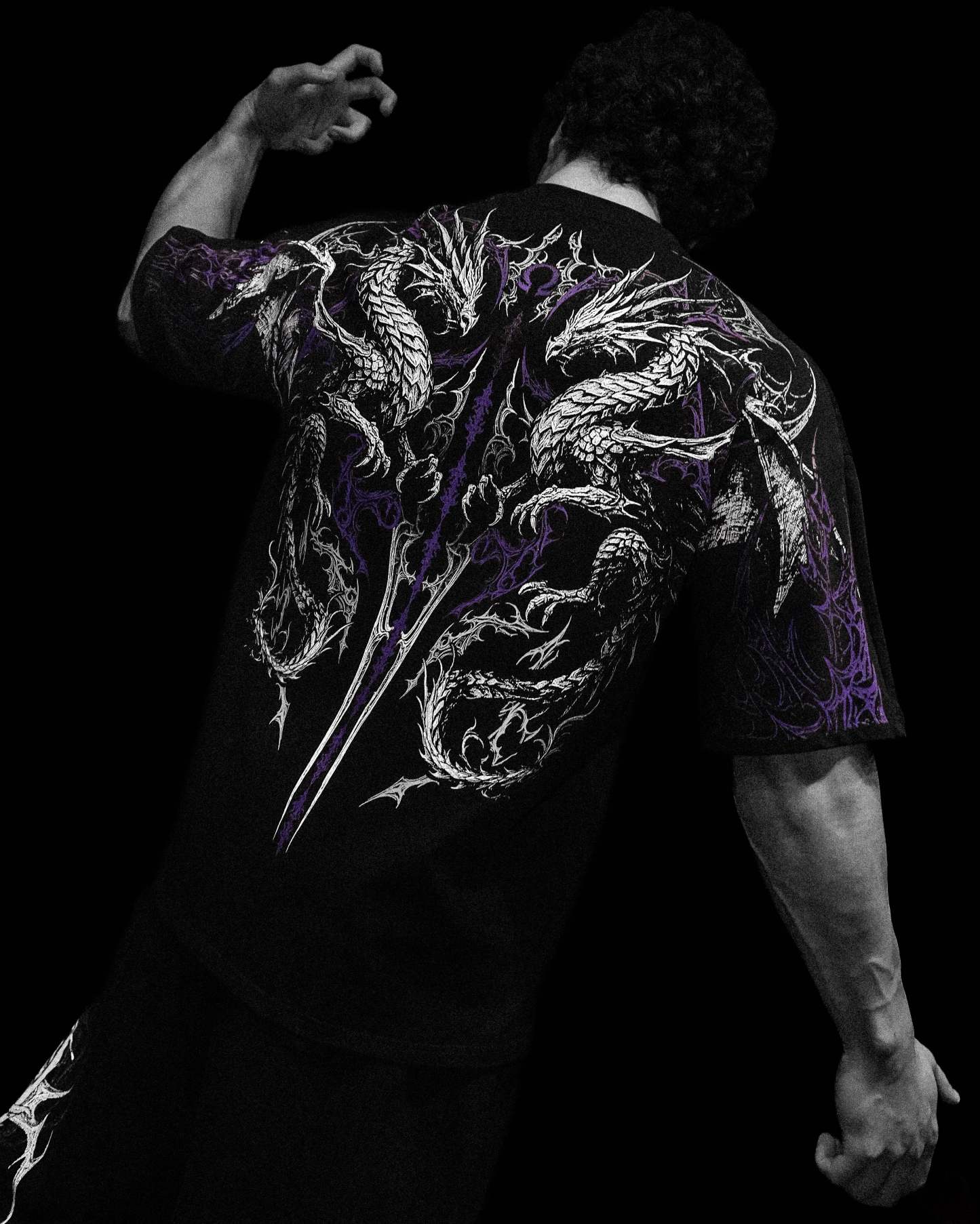 Dragon Blade Oversized T-SHIRT [HOLLOW PURPLE]-Coordom