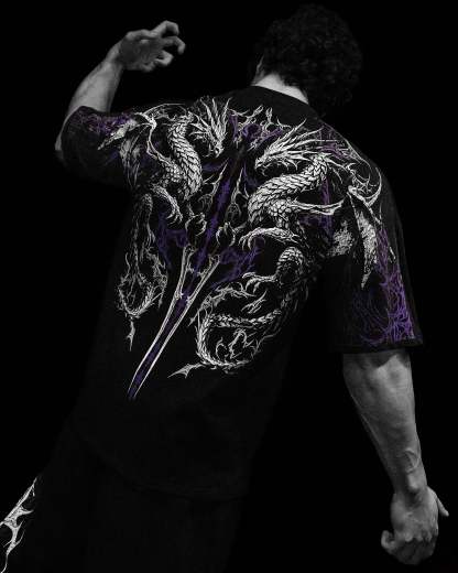 Dragon Blade Oversized T-SHIRT [HOLLOW PURPLE]-Coordom