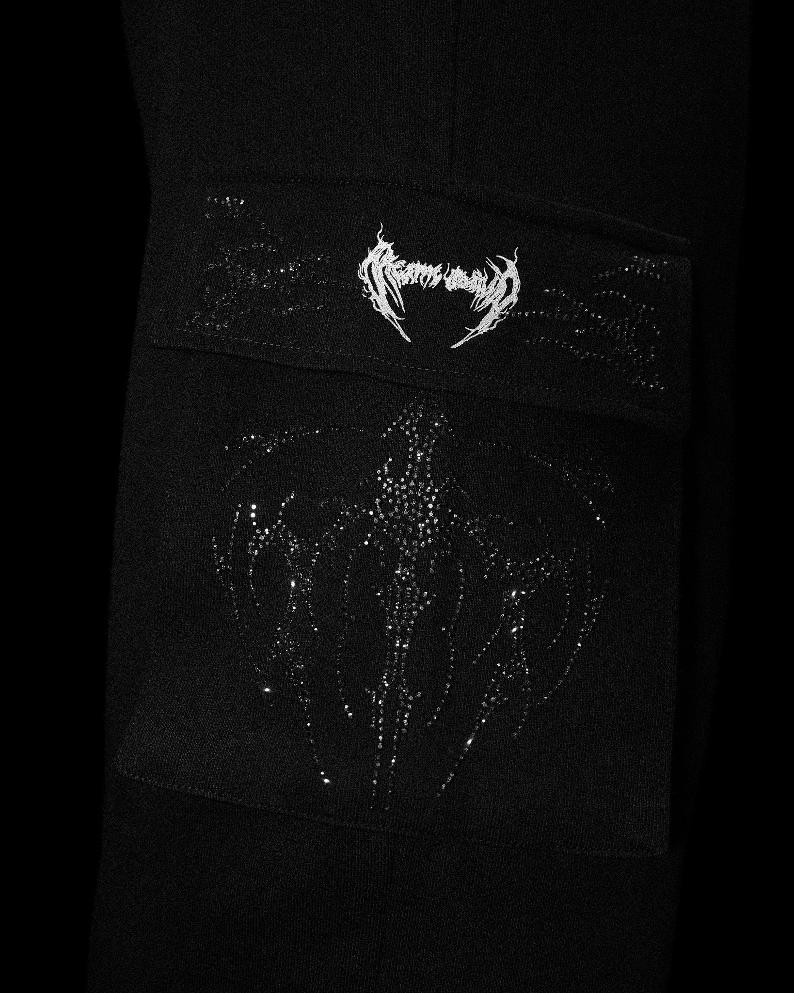 Cyberflare Rhinestone Banana Uncuffed Cargos [MIDNIGHT]-Coordom